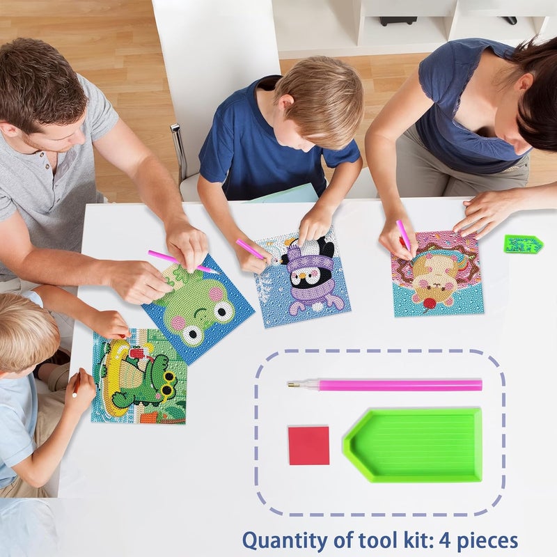 UiSdfuy Diamond Art Kits for Kids, Arts & Crafts Ages 8-12,Diamond Art for Boys Girls,Gem Art 4 Pack Diamond Painting 6"x 6" (Penguin Crocodile Frog) - Image 5